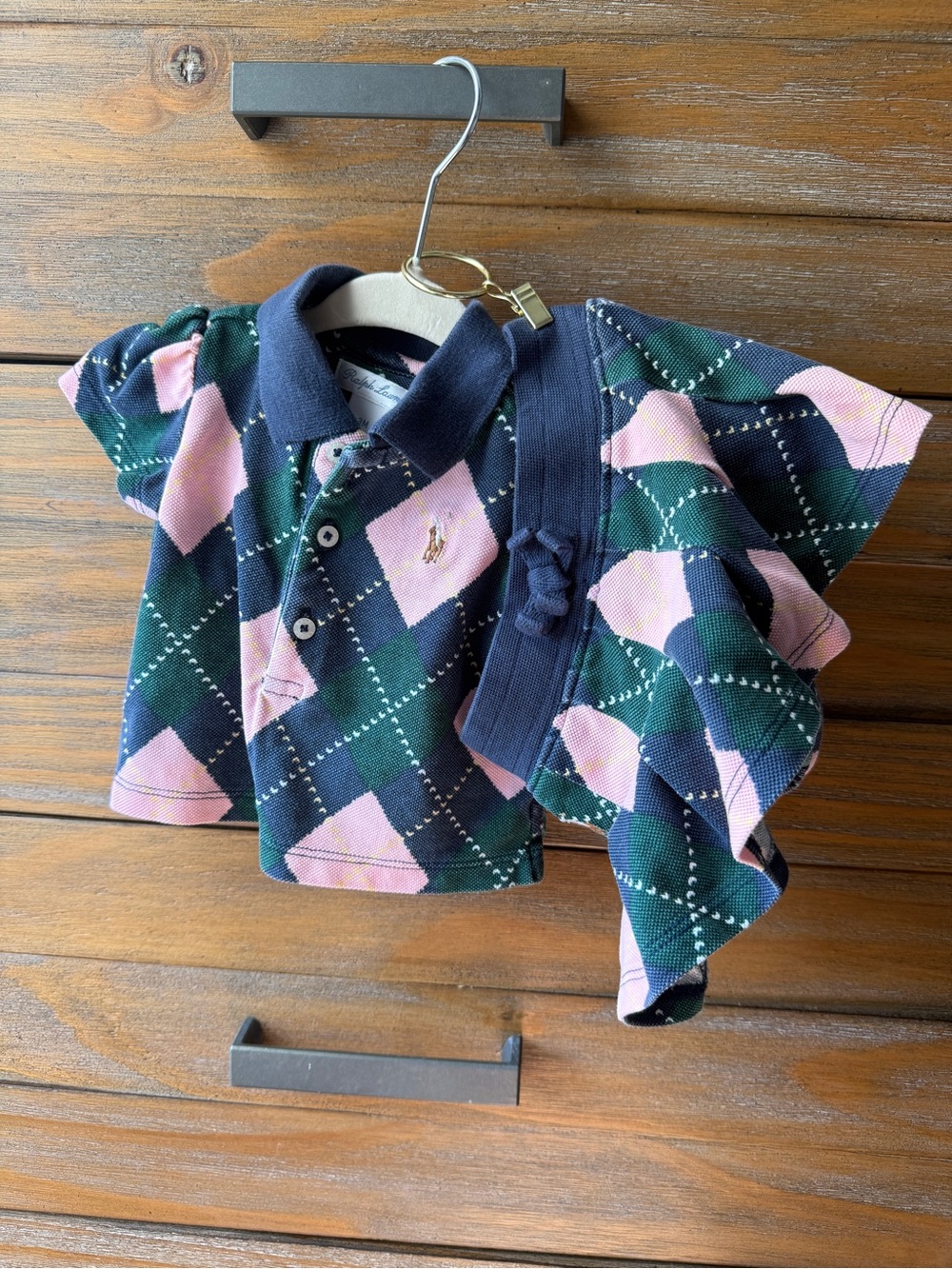 Polo by Ralph Lauren Pink & Green Argyle Polo Matching Set Tennis Outfit